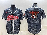Men's San Francisco 49ers Blank Grey Navy Team Big Logo With Patch Cool Base Stitched Baseball Jersey,baseball caps,new era cap wholesale,wholesale hats
